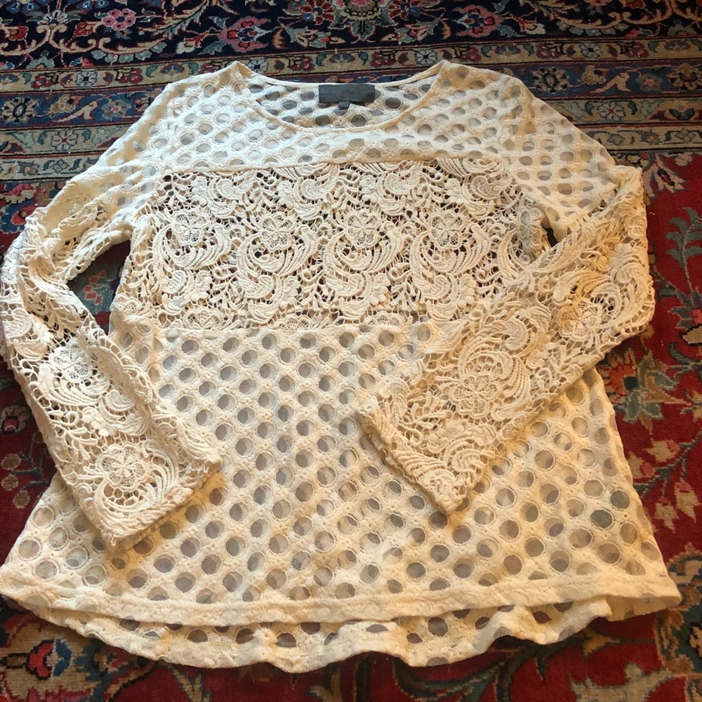 Anthropologie Petite lace top,  size m